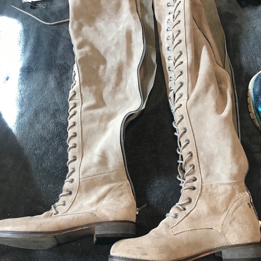 Knee high lace up boots